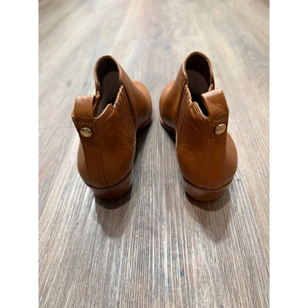 Michael Kors‎ Womens Leather Ankle Boots Tan Brown Chelsea Shaw flat bootie - Picture 6 of 10